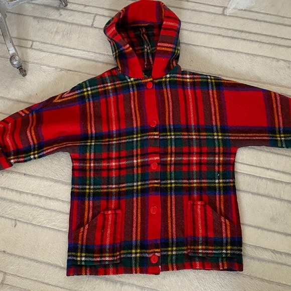 Vtg 80’s Red Plaid Hooded Jacket by House of Kilt Making Royal Scotland 🏴 - Picture 7 of 10
